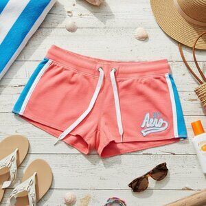 Aeropostale Women's XS Coral Pink "NY Aero" Graphic Fleece Shorts